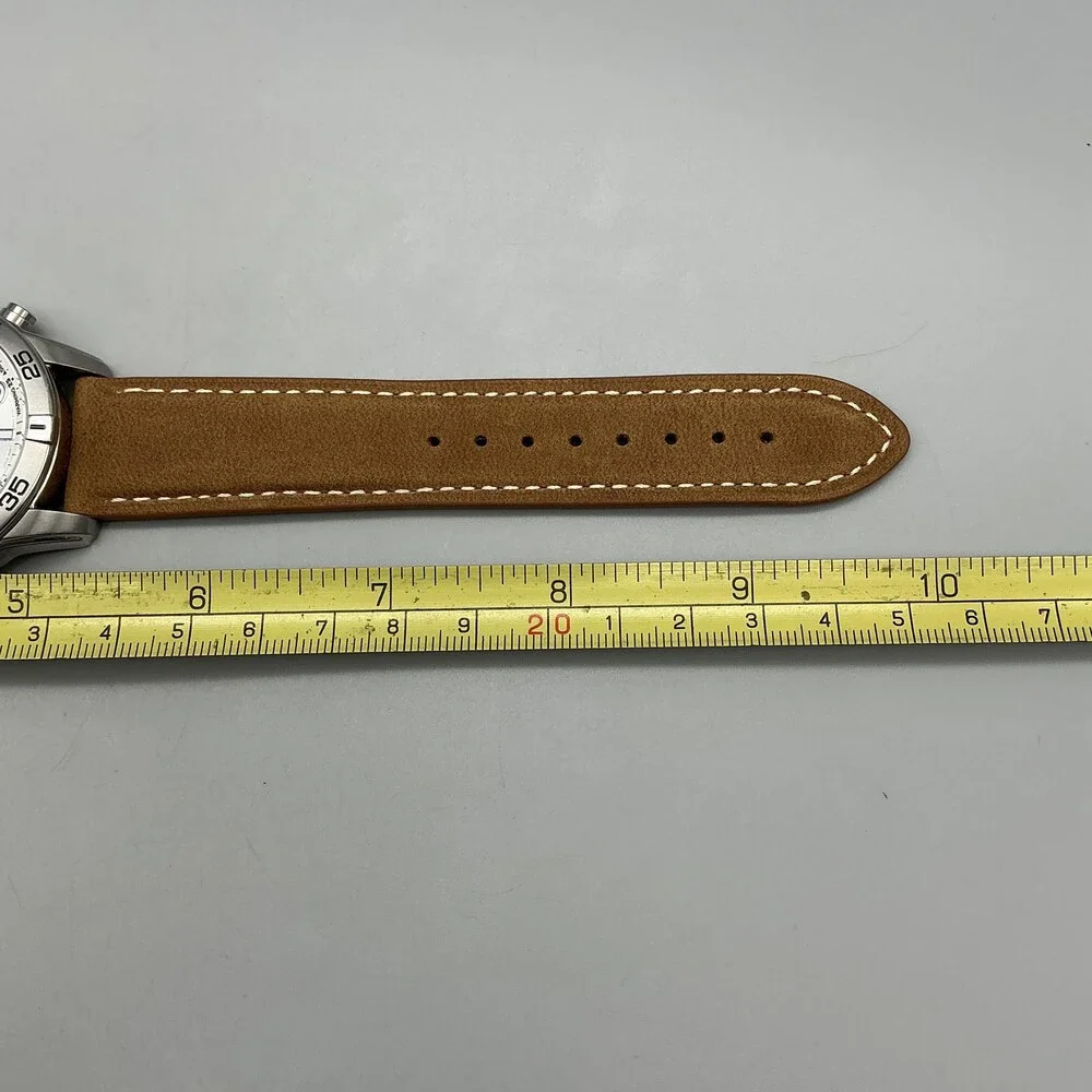 Citizen Eco-Drive Brycen Mens Watch 43mm Silver Tone Brown Leather Chronograph